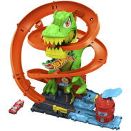 Hot Wheels City T-Rex attacks a fire station and an Englishman - Hot Wheels