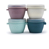 Melii Snap&Go Lebensmittelbecher 118 ml Luxe pastellfarben 4 Stück - Dosen-Set