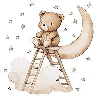 Sipo Wall Stickers Teddy bear on a ladder - Self-Adhesive Decoration