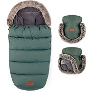 PETITE&MARS Set Comfy 4in1 fusak + gloves for stroller Furry Veritable Khaki - Stroller Footmuff