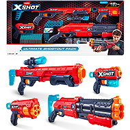 X-Shot Big set - Vigilante, Hawk Eye, Fury 4, Kickback + 6 cans and ammo - Toy Gun