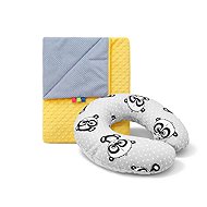 COSING Set Minky blanket + neck warmer Panda yellow/grey - Travel Pillow