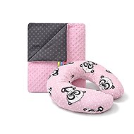 COSING Set Minky blanket + neck warmer Panda pink - Travel Pillow