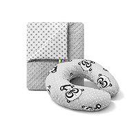 COSING Set Minky blanket + neck warmer Panda gray - Travel Pillow