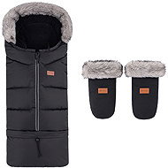 PETITE&MARS Set zimní fusak Arctic 4v1 + rukavice na kočárek Fjora Forever Black - Stroller Footmuff
