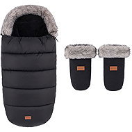 PETITE&MARS Set zimní fusak Comfy 4v1 + rukavice na kočárek Fjora Forever Black - Stroller Footmuff