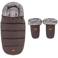 PETITE&MARS Set zimní fusak Comfy 4v1 + rukavice na kočárek Fjora Rich Brown - Stroller Footmuff