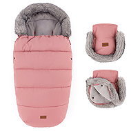 PETITE&MARS Set fusak Comfy 4v1 + rukavice na kočárek Furry Old Rose - Stroller Footmuff