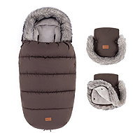 PETITE&MARS Set fusak Comfy 4v1 + rukavice na kočárek Furry Rich Brown - Stroller Footmuff
