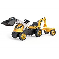 Smoby Builder Max Pedal Tractor with Excavator and Trailer - Pedal Tractor 