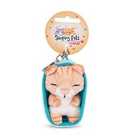 NICI Sleeping cat brown striped and basket light blue - Keychain