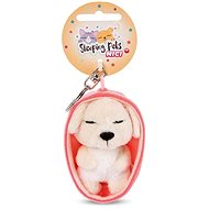 NICI Sleeping dog beige and basket peach - Keychain