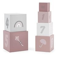 Label Label Stohovatelné kostky - Čísla růžová - Wooden Blocks