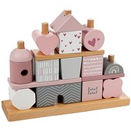 Label Label Wooden cubes - house pink - Sort and Stack Tower