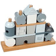 Label Label Wooden cubes - house blue - Sort and Stack Tower