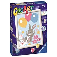 Ravensburger 235643 CreArt Flying Bunny with Balloons and Glitter Rhinestones - Painting by Numbers