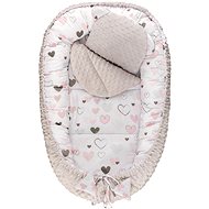 Bomimi Harmo Nest with cushion minky Hearts grey - Baby Nest