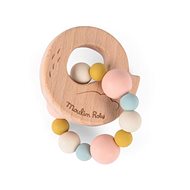 Moulin Roty Wood-Silicone Bite Ring Swan - Baby Teether