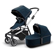 Thule Sleek + Bassinet Navy Blue on Aluminum - Baby Buggy