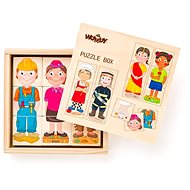 Woody People and professions from around the world in a box - Wooden Puzzle