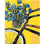 Malen nach Zahlen - Blaue Blumen auf einem Fahrrad - Malen nach Zahlen