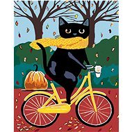 Malen nach Zahlen - Schwarze Katze und gelbes Fahrrad - Malen nach Zahlen