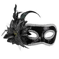 Boland Black scarf with flower - Carnival Mask