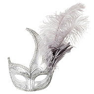 Boland Silver Venetian scraper with feather - Carnival Mask
