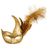Boland Gold scratch cap with feathers - Carnival Mask
