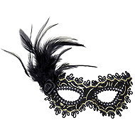 Widmann Black scratching post with feathers - Carnival Mask