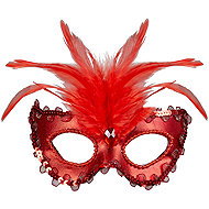 Widmann Scraper with feathers red - Carnival Mask