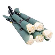 Soap rose 5pcs gift wrapped - white - Gift Box