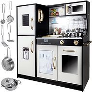 Kruzzel 22116 Children's wooden kitchen with accessories XXL, black and white - Play Kitchen