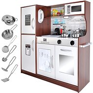Kruzzel 22114 Children's wooden kitchen with accessories XXL, brown - Play Kitchen