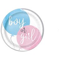UNIQUE Plates gender reveal boy or girl, 22 cm, 8 pcs - Party Accessories