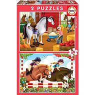 EDUCA Horse Care Puzzle 2 × 48 pieces - Jigsaw Puzzle