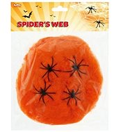 Orange spider web with spiders 20 g + 4 spiders - Decoration