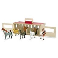 Melissa & Doug - Portable Stable with Horses - Wooden Toy