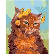 Zuty - Painting by Numbers - Ginger Cat With Dandelion (Myroslava Voloschuk), 40X50 Cm, Canvas+Ra - Painting by Numbers