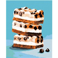 Zuty - Painting by numbers - Cheesecake bar with chocolate pieces on blue background (Myroslava Volo - Painting by Numbers