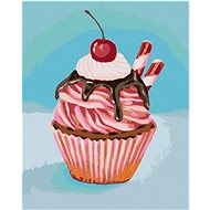 Zuty - Painting By Numbers - Strawberry Cupcake With Licorice Stick (Myroslava Voloschuk), 40X50 C - Painting by Numbers