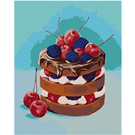 Zuty - Painting by Numbers - Cake with Chocolate and Fruit (Myroslava Voloschuk), 40X50 Cm, Canvas+F - Painting by Numbers