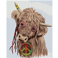 Zuty - Painting by Numbers - Hippie Cow (Myroslava Voloschuk), 80X100 Cm, Canvas - Painting by Numbers