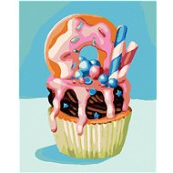 Zuty - Painting by Numbers - Cupcake With Donut (Myroslava Voloschuk), 40X50 Cm, Canvas+Frame - Painting by Numbers