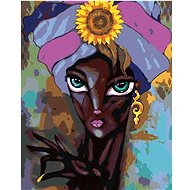 Zuty - Painting by Numbers - African Woman with Sunflower, 40X50 Cm, Canvas+Frame - Painting by Numbers