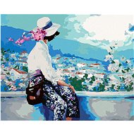 Zuty - Painting by Numbers - Woman Sitting on a Wall, 40X50 Cm, Canvas+Frame - Painting by Numbers