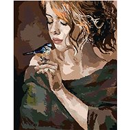Zuty - Painting by Numbers - Girl With Bird, 40X50 Cm, Canvas+Frame - Painting by Numbers