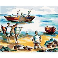 Zuty - Painting by Numbers - Fishermen on the Coast, 80X100 Cm, Canvas+Frame - Painting by Numbers