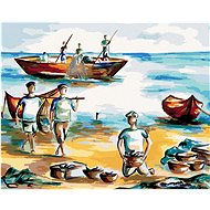Zuty - Painting by Numbers - Fishermen on the Coast, 40X50 Cm, Canvas+Frame - Painting by Numbers