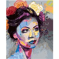 Zuty - Painting By Numbers - Woman With Colored Make-Up, 40X50 Cm, Canvas+Frame - Painting by Numbers